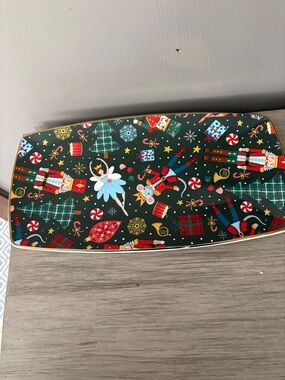Lenox Holiday Nutcracker Dark Green and Red Rectangular Serve Platter